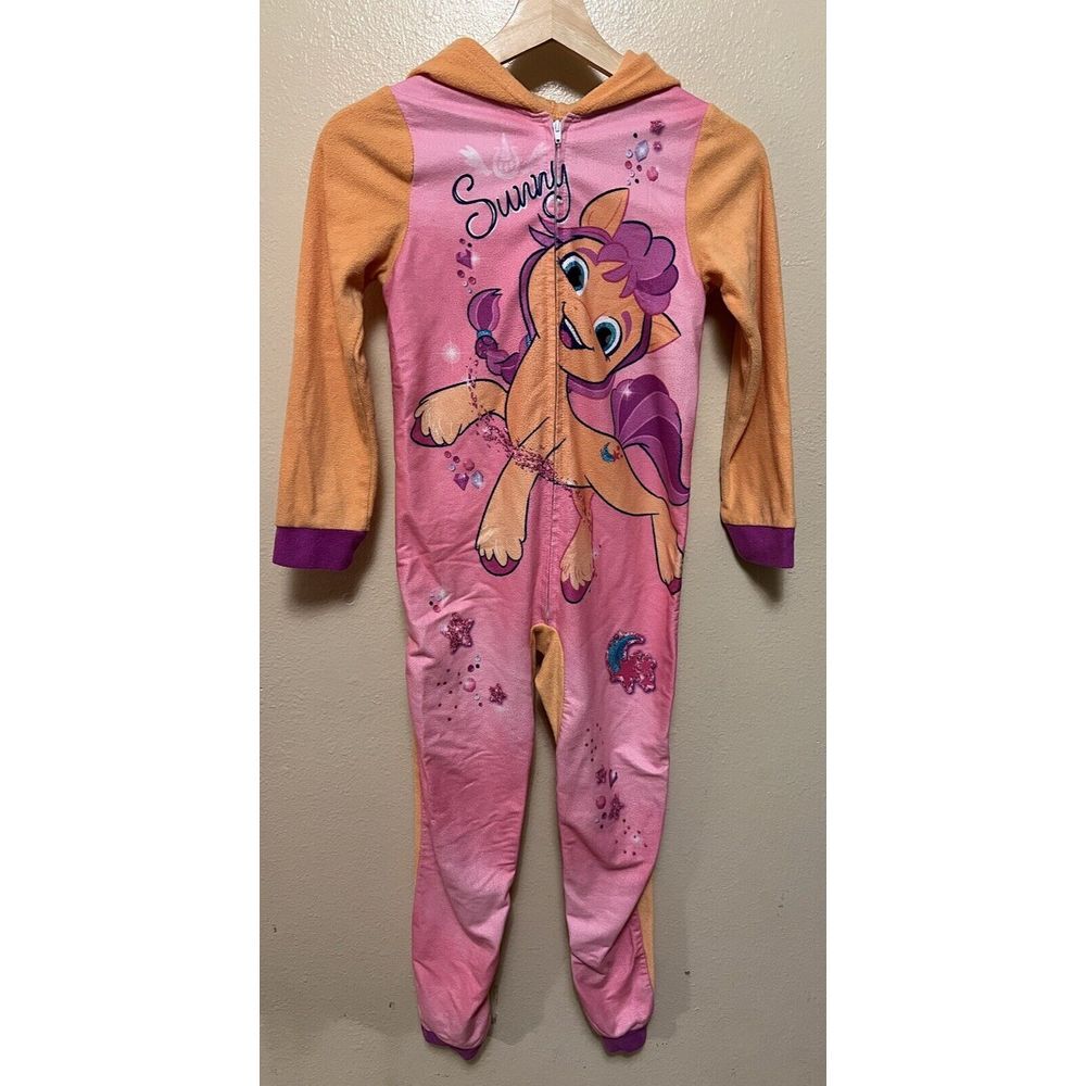 My Little Pony Sunny Pajamas Sleeper Hoodie One Piece Costume Zip Girls Sz 8
